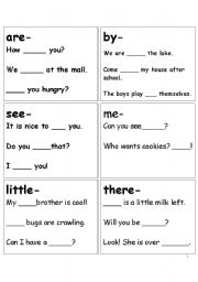 English worksheet: First Grade Vocab. Flash Cards