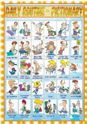 English Worksheet: Daily Routine - Pictionary
