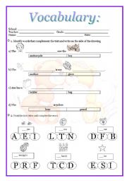 English Worksheet: Vocabulary