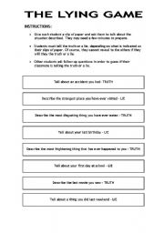 English Worksheet: The Lying Game