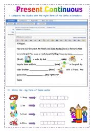 English Worksheet: present continuous