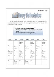 English worksheet: Busy schedules