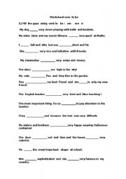 English worksheet: verb to be  worksheet