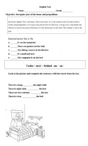 English worksheet: the house test