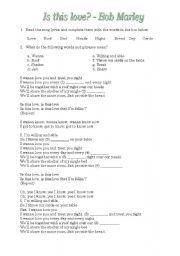 English Worksheet: is this love? - Bob Marley