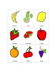 English worksheet: Fruits Minicards