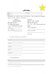English Worksheet: changing the subject of a question and answer