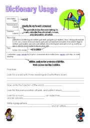 English Worksheet: dictionary usage