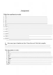 English Worksheet: Numbers test