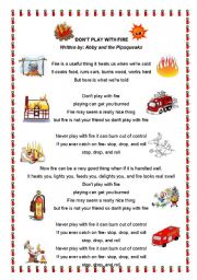 English Worksheet: SONG ABOUT FIRE