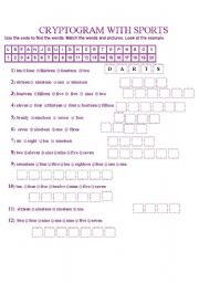 English Worksheet: CRYPTOGRAM WITH SPORTS