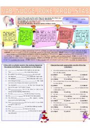 English Worksheet: COLLOCATION 63 - JAB, NUDGE, POKE, PROD, STAB