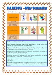 English Worksheet: Aliens-family, personal particulars