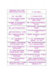 English Worksheet: Simple Past slips - Conversation in class