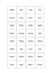 English worksheet: DOMINOES OPPOSITE WORDS