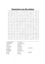 English Worksheet: Over the rainbow word search