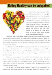 English Worksheet: Eating healthy can be enjoyable