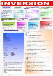 English Worksheet: INVERSIONS