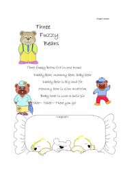 English Worksheet: Three Fuzzy Bears