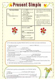 English Worksheet: Present Simple + explanation+ 2 exercises