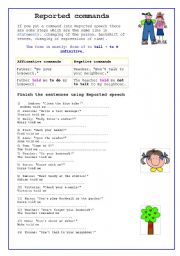 English Worksheet: Reported Speech-COMMANDS