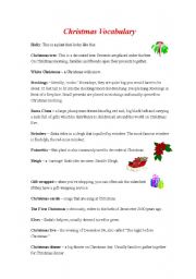 English worksheet: Christmas Vocabulary