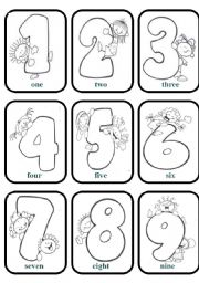 English Worksheet: Numbers Games Cards (B&W)