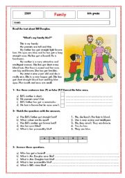 English Worksheet: What is my family like?