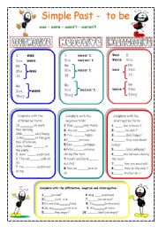 English Worksheet: Simple past- to be