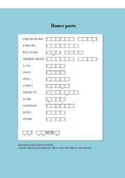 English worksheet: parts of the house puzzle