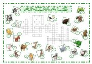 English Worksheet: Animals crossword