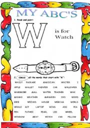 English Worksheet: My ABCs ( W )