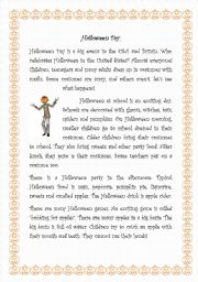 English Worksheet: Halloween text and games