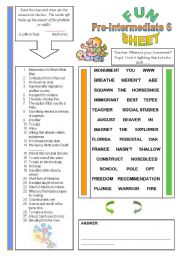 English Worksheet: Fun Sheet Pre-Intermediate 6