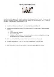 English Worksheet: Icebreaker - Group Introduction