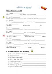 English Worksheet: Adjective or adverb?