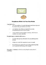 English Worksheet: Paraphrase Lesson