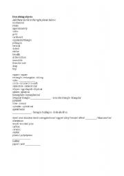 English Worksheet: describing objects vocabulary