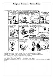 English Worksheet: Language Exercises of Calvin & Hobbes