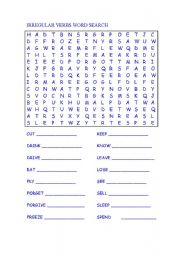 English Worksheet: IRREGULAR VERBS WORD SEARCH