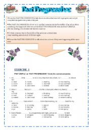 English Worksheet: Past Progressive (Past Continuous) ( 3 pages)