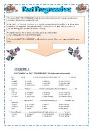 English Worksheet: Past Progressive (Past Continuous) ( 3 pages)