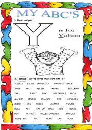 English Worksheet: My ABCs ( Y )