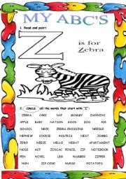 English Worksheet: My ABCs ( Z )