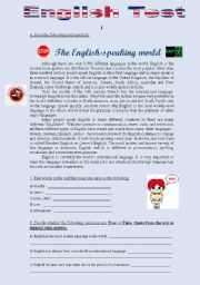 TEST 2 - THE ENGLISH SPEAKING WORLD (4 pages)