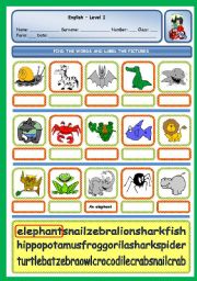 English Worksheet: WILD ANIMALS PUZZLE