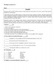 English worksheet: Reading Comprehension