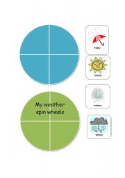 English Worksheet: weather spin wheels