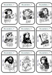 Harry Potter Description Card Games (B&W)