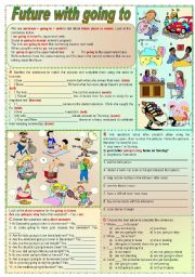 English Worksheet: Future with going to (grammar guide + lots of exercises)